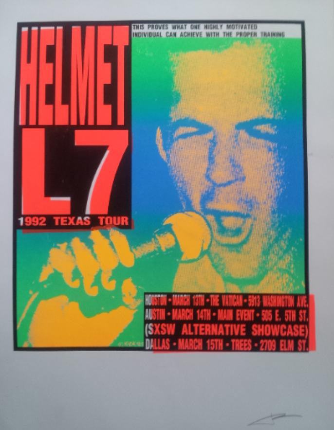 Frank Kozik - 1992 - Helmet & L7 Texas Tour Poster