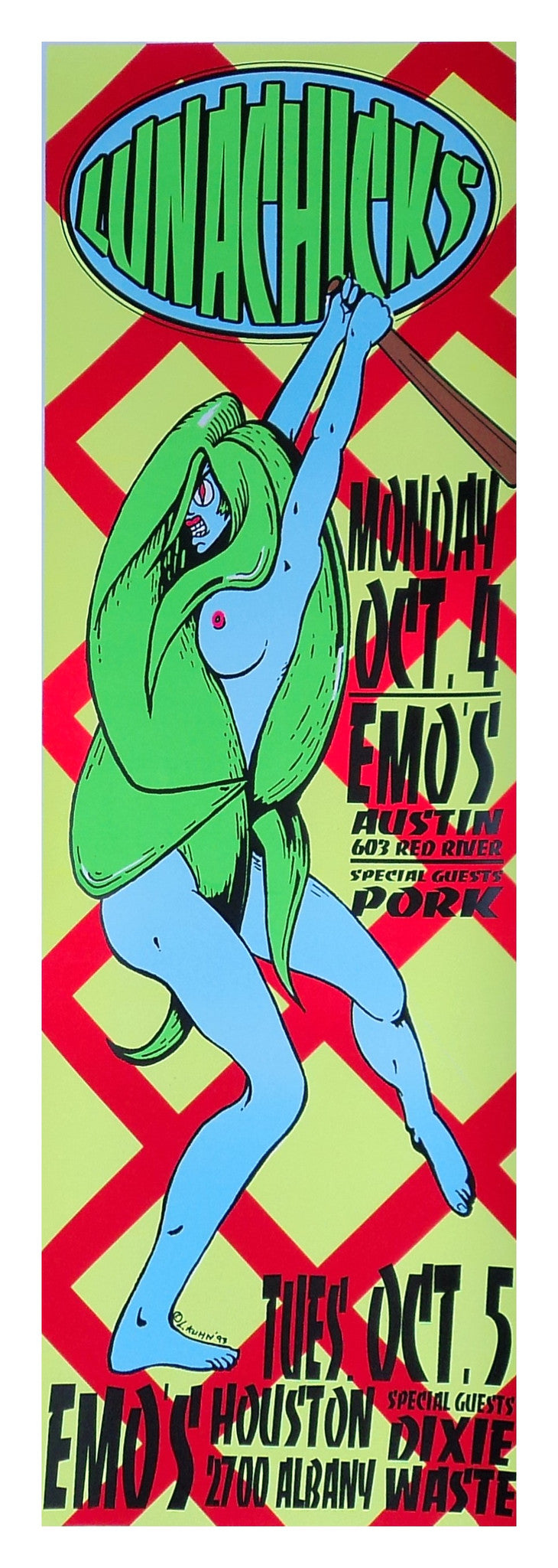 Lindsey Kuhn - 1993 - Lunachicks Concert Poster