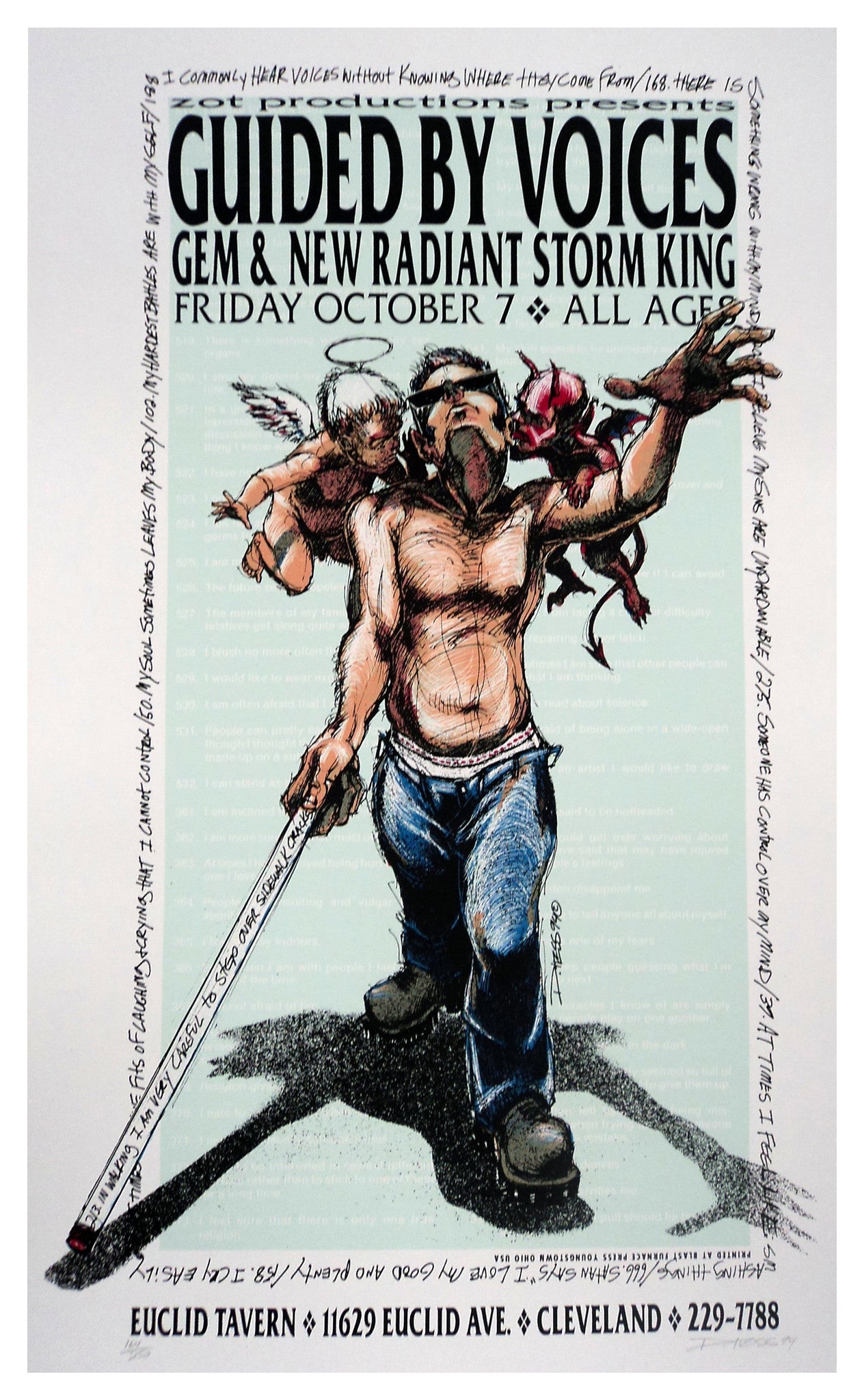 Derek Hess - 1994 - Guided By Voices Concert Poster