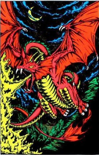 Felt Black Light Poster - "Fire Dragon"