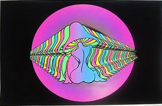 Felt Black Light Poster - "Girlie Shrooms"